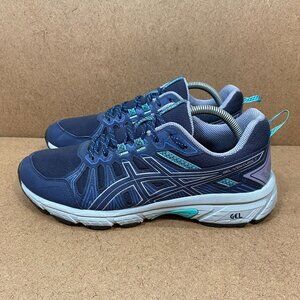 Asics Gel-Venture 7 Trail Running Shoes Womens 11 Navy Blue Teal Rubber Sole